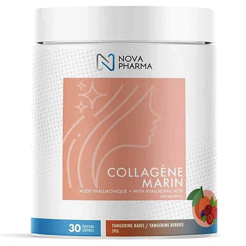 Collagène Marin + Acide hyaluronique - Tangerine baies - Nova Pharma - 390g (30 portions)